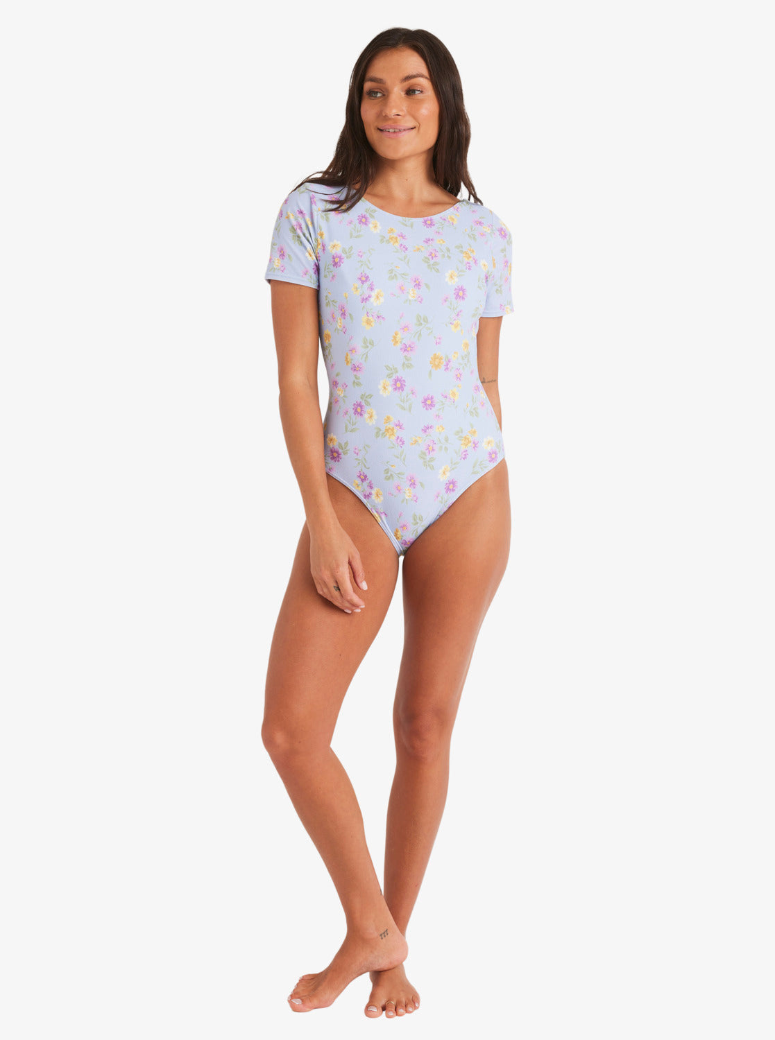 Womens Wildflower Short Sleeve One Piece Swimsuit