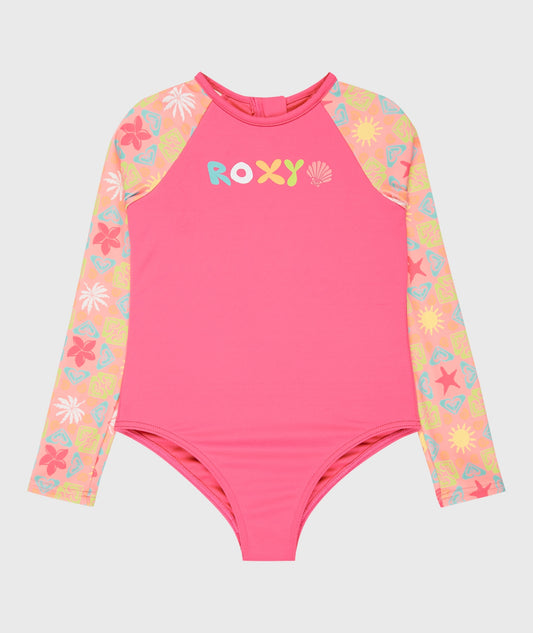 Girls 2-7 Check Long Sleeve One-Piece Swimsuit