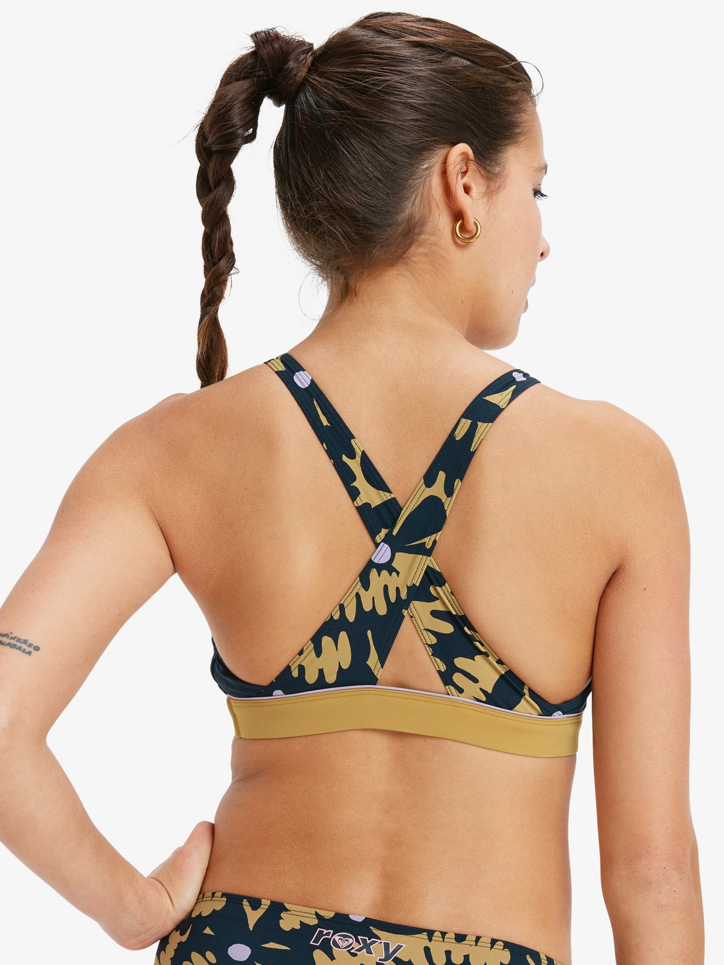 Womens Roxy Active Crop Top Bikini Top
