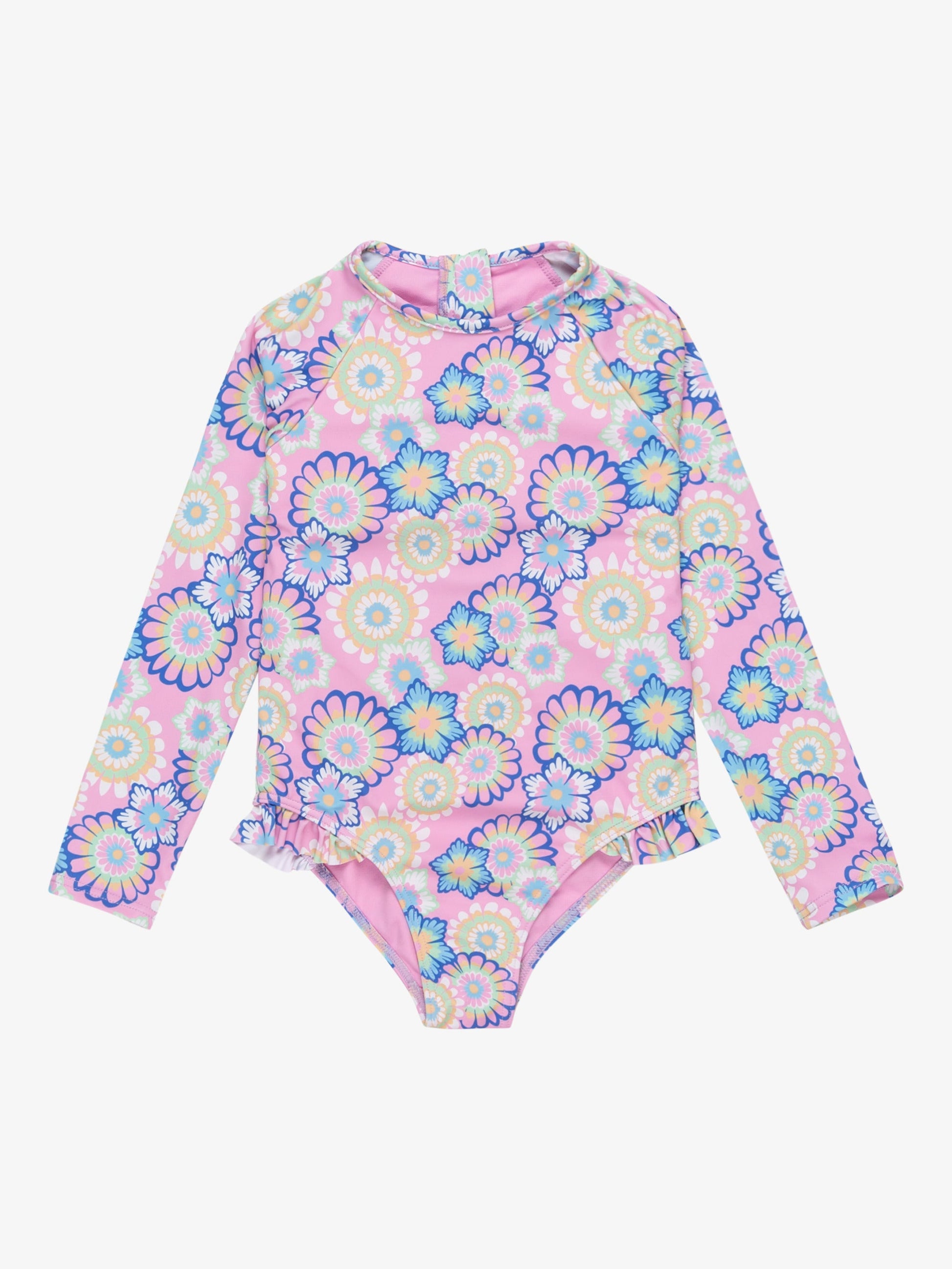 Girls 2-7 Flower Party Long Sleeve One-Piece Rashguard - Roxy Malaysia