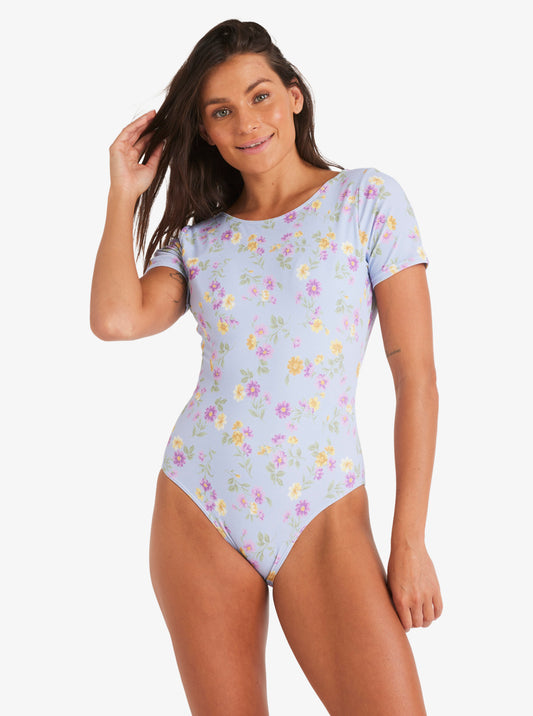 Womens Wildflower Short Sleeve One Piece Swimsuit
