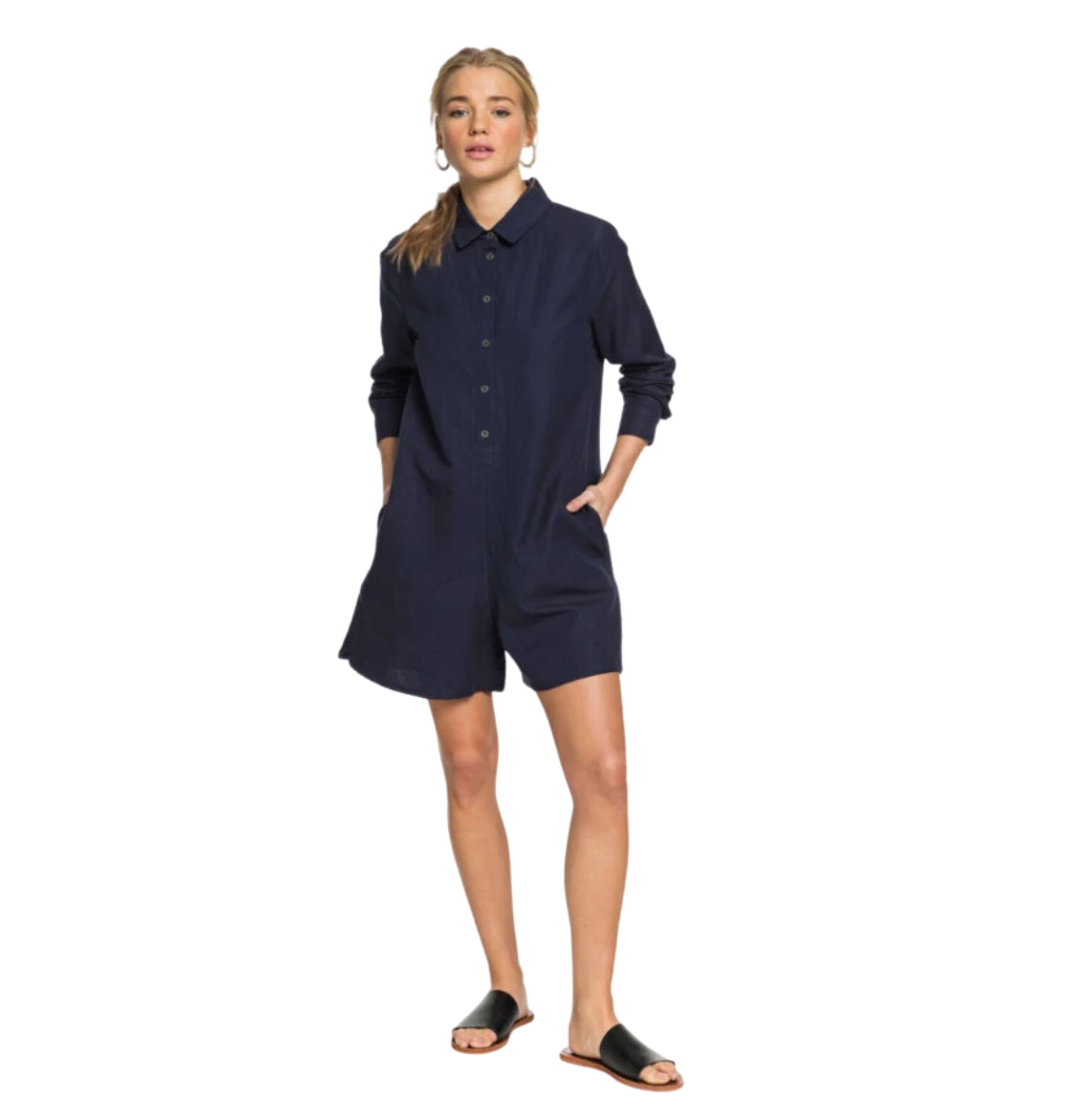 Roxy Women Midnight Pool Long Sleeve Shirt Playsuit