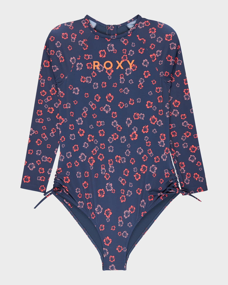 Girls 8-16 Cute Ditsy Long Sleeve Onesie Rash Vest