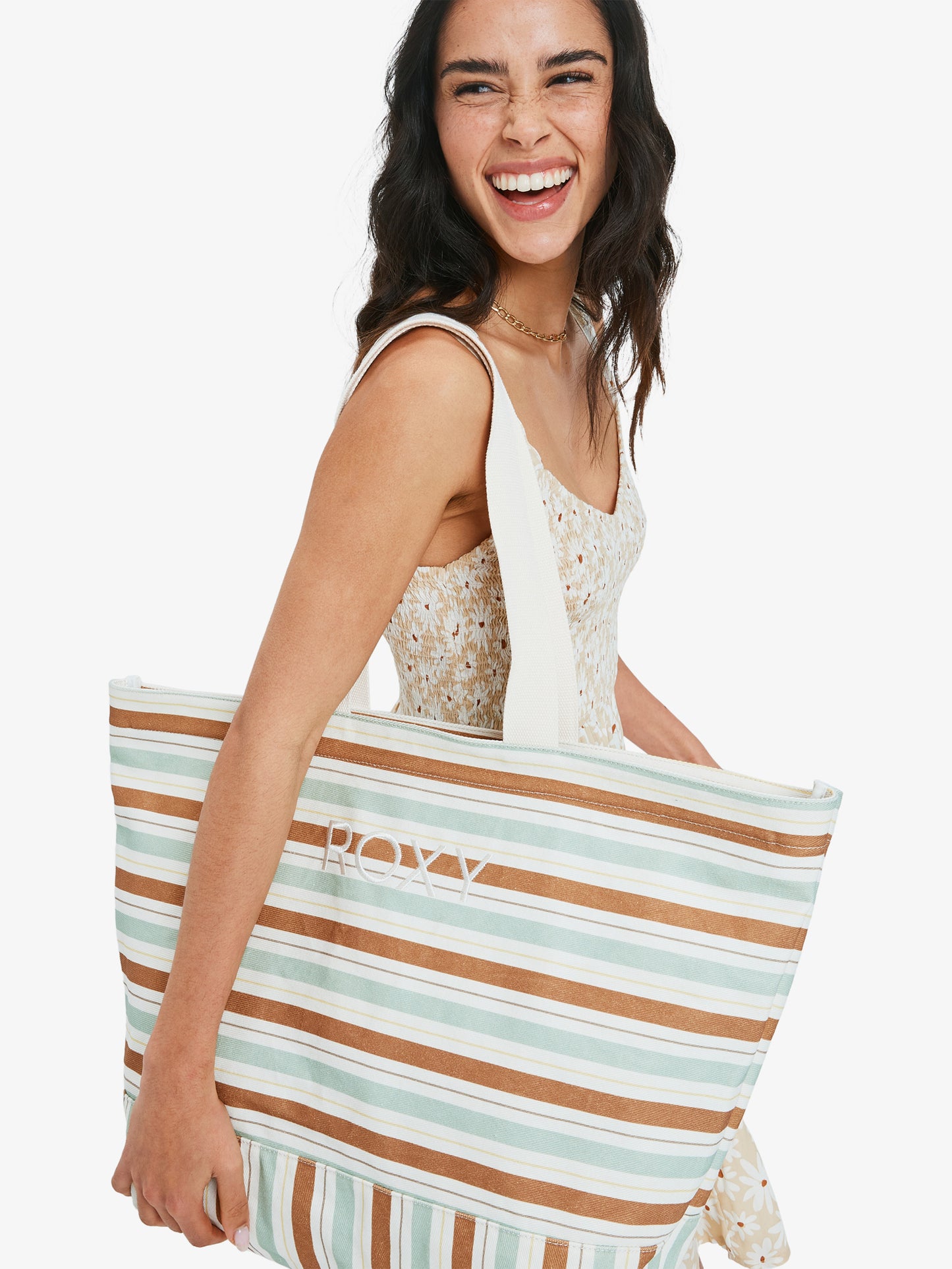 Womens Stripy Beach Tote Bag