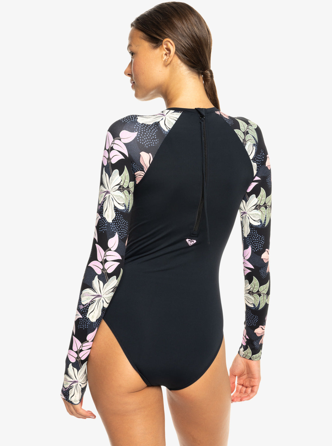 Womens Sunny Floral Long Sleeves One-Piece Swimsuit