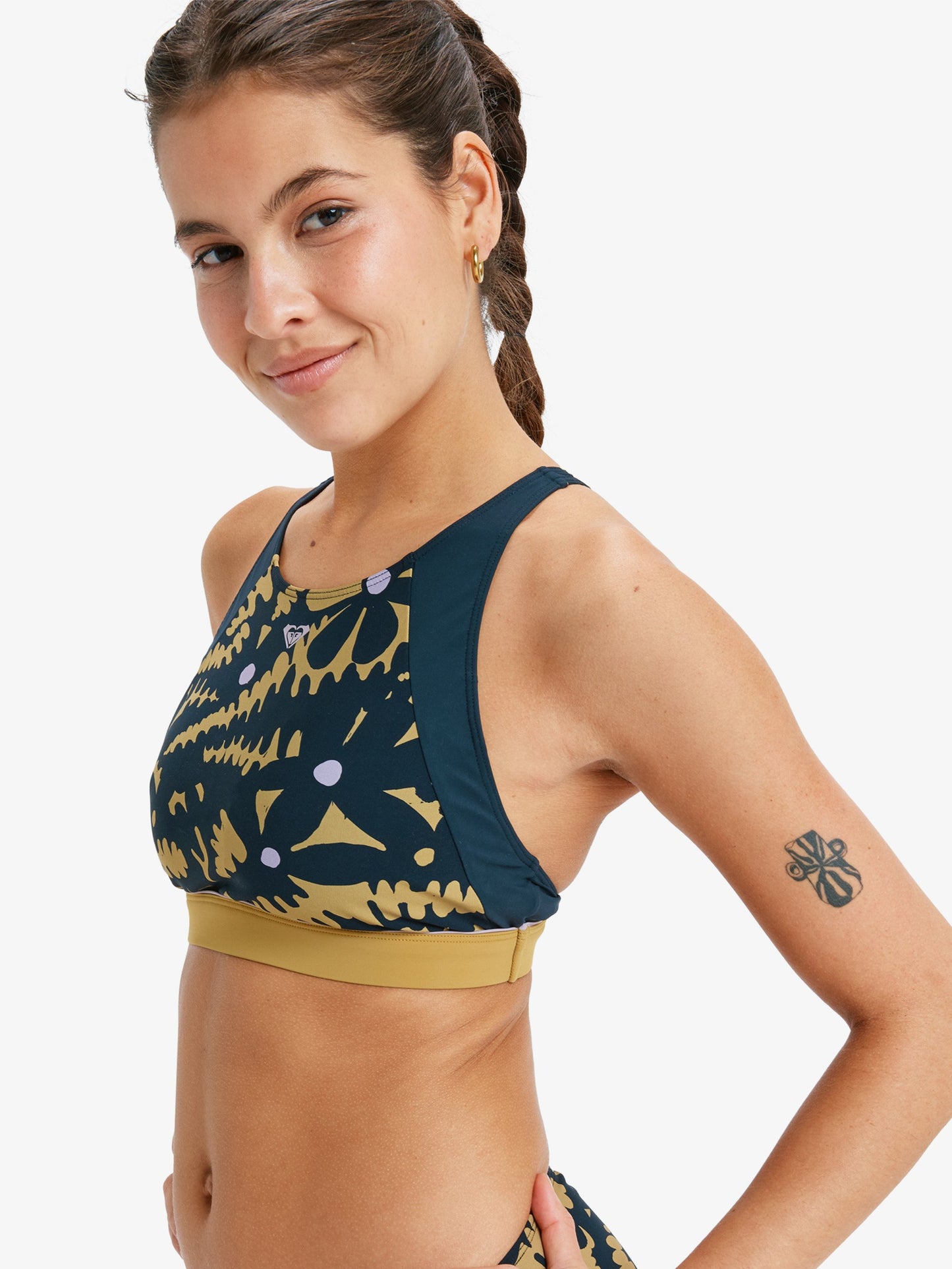 Womens Roxy Active Crop Top Bikini Top