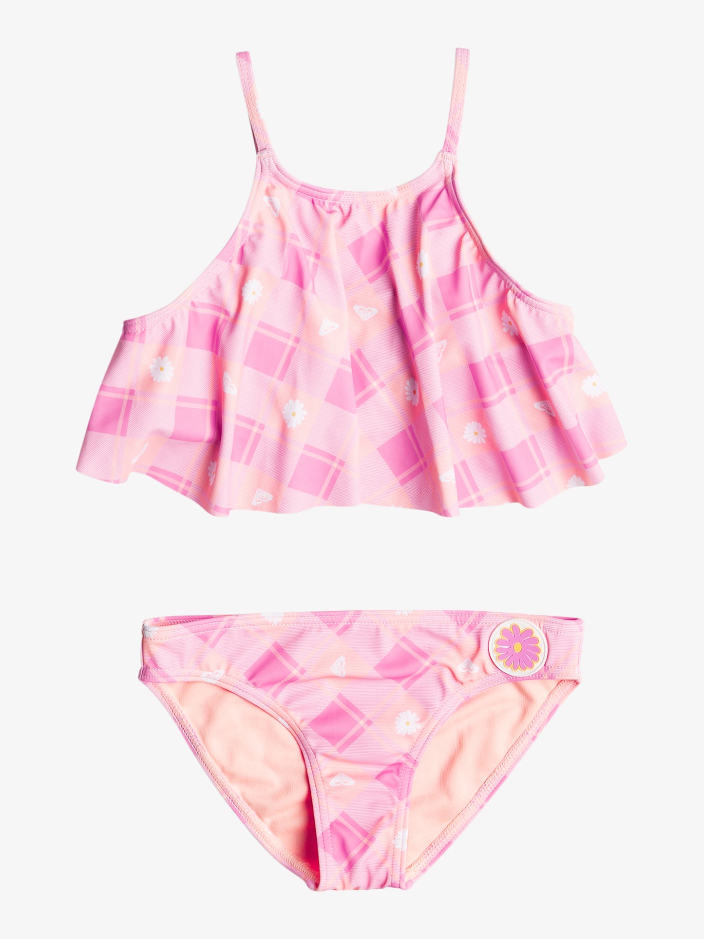 Girls 2-7 Flower Plaid Flutter Two Piece Bikini Set