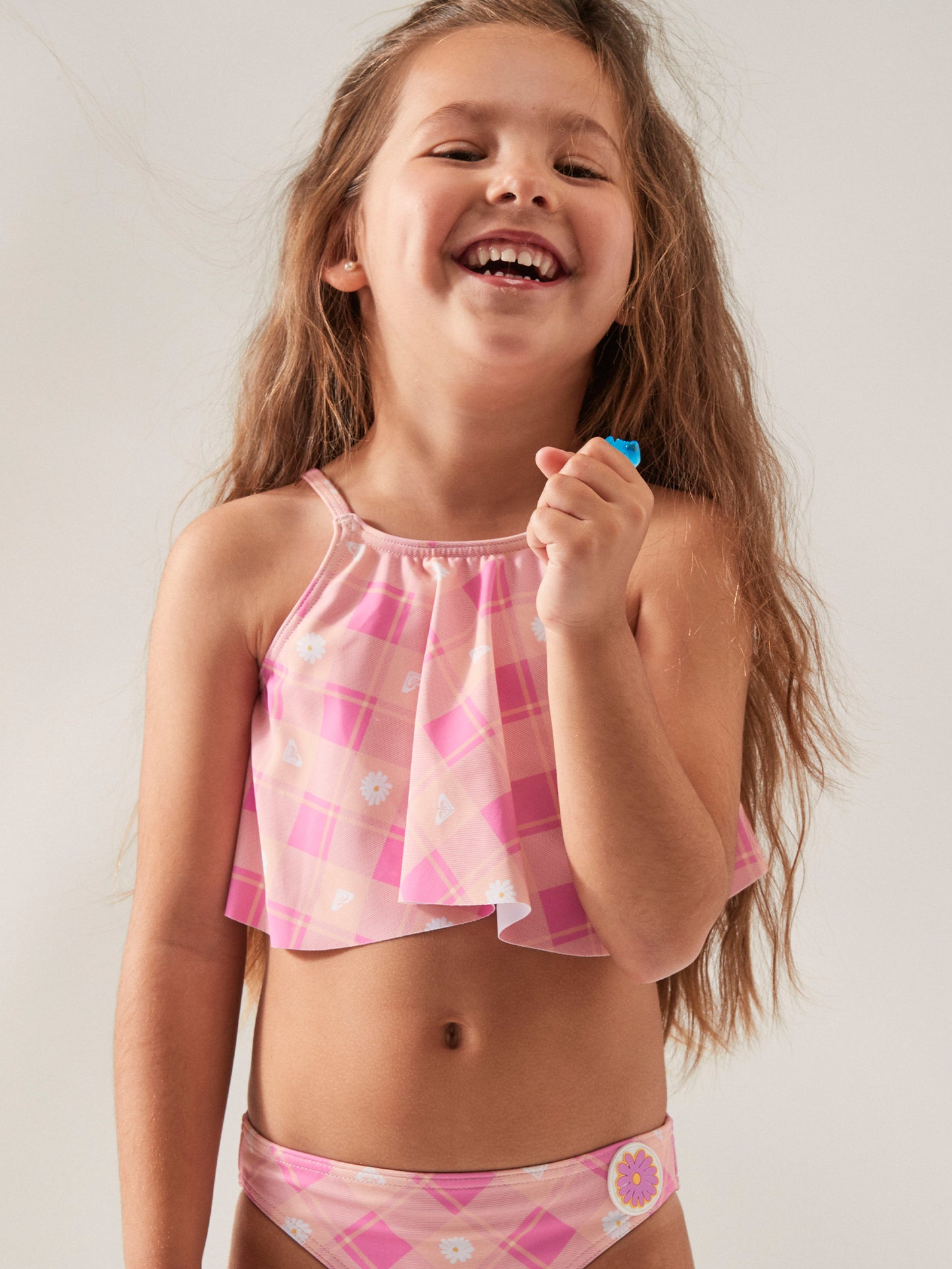 Girls 2-7 Flower Plaid Flutter Two Piece Bikini Set